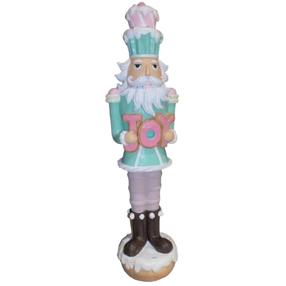 Christmas Pastel Green Pink JOY Cupcake 16" NUTCRACKER Resin Sprinkles Decor NEW