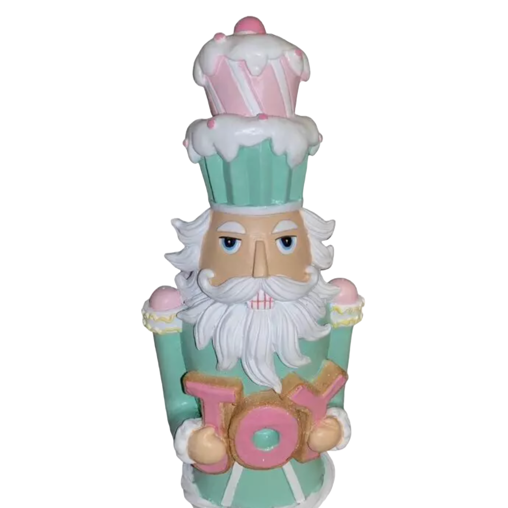 Christmas Pastel Green Pink JOY Cupcake 16" NUTCRACKER Resin Sprinkles Decor NEW