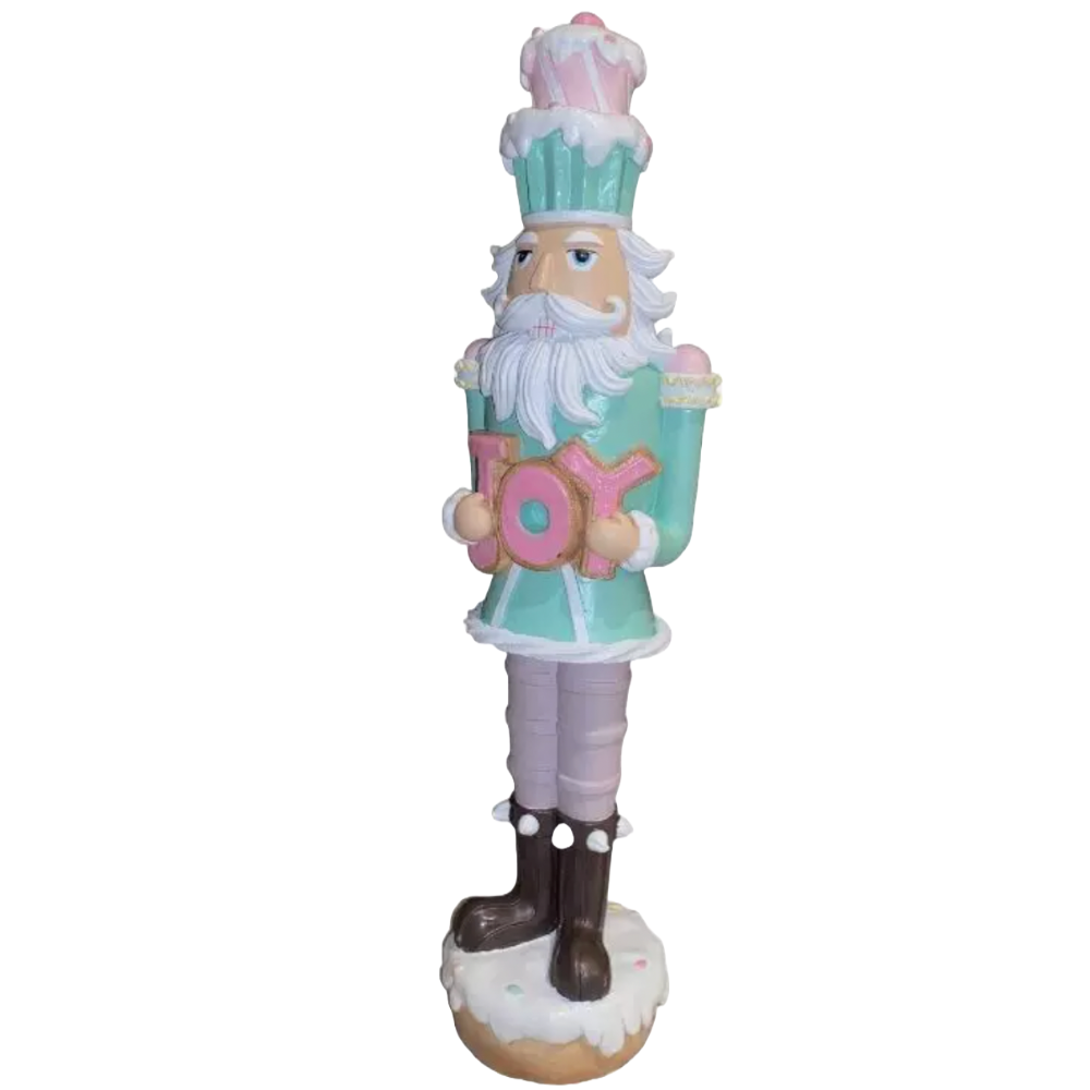 Christmas Pastel Green Pink JOY Cupcake 16" NUTCRACKER Resin Sprinkles Decor NEW