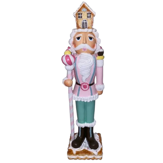 Christmas Pastel Pink Colonel 18" NUTCRACKER Cookie Icing Gingerbread House NEW