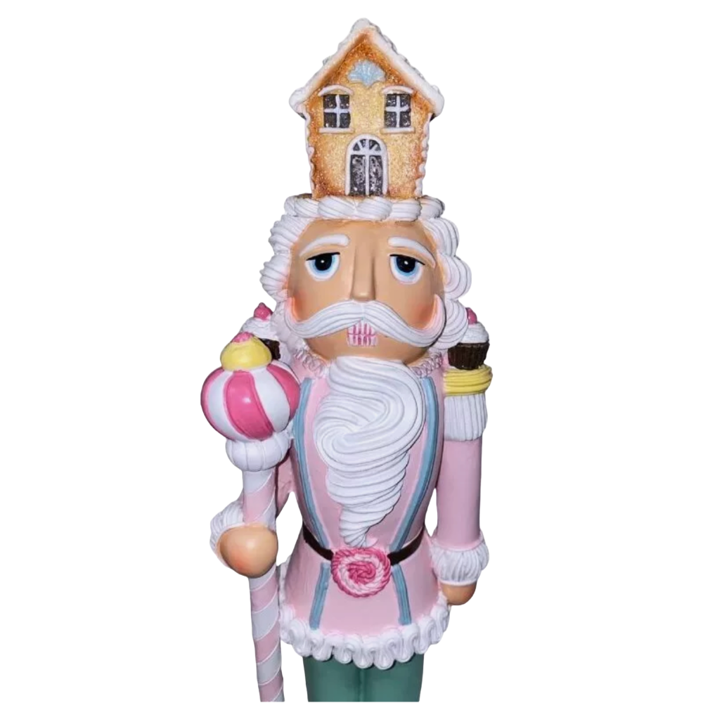 Christmas Pastel Pink Colonel 18" NUTCRACKER Cookie Icing Gingerbread House NEW