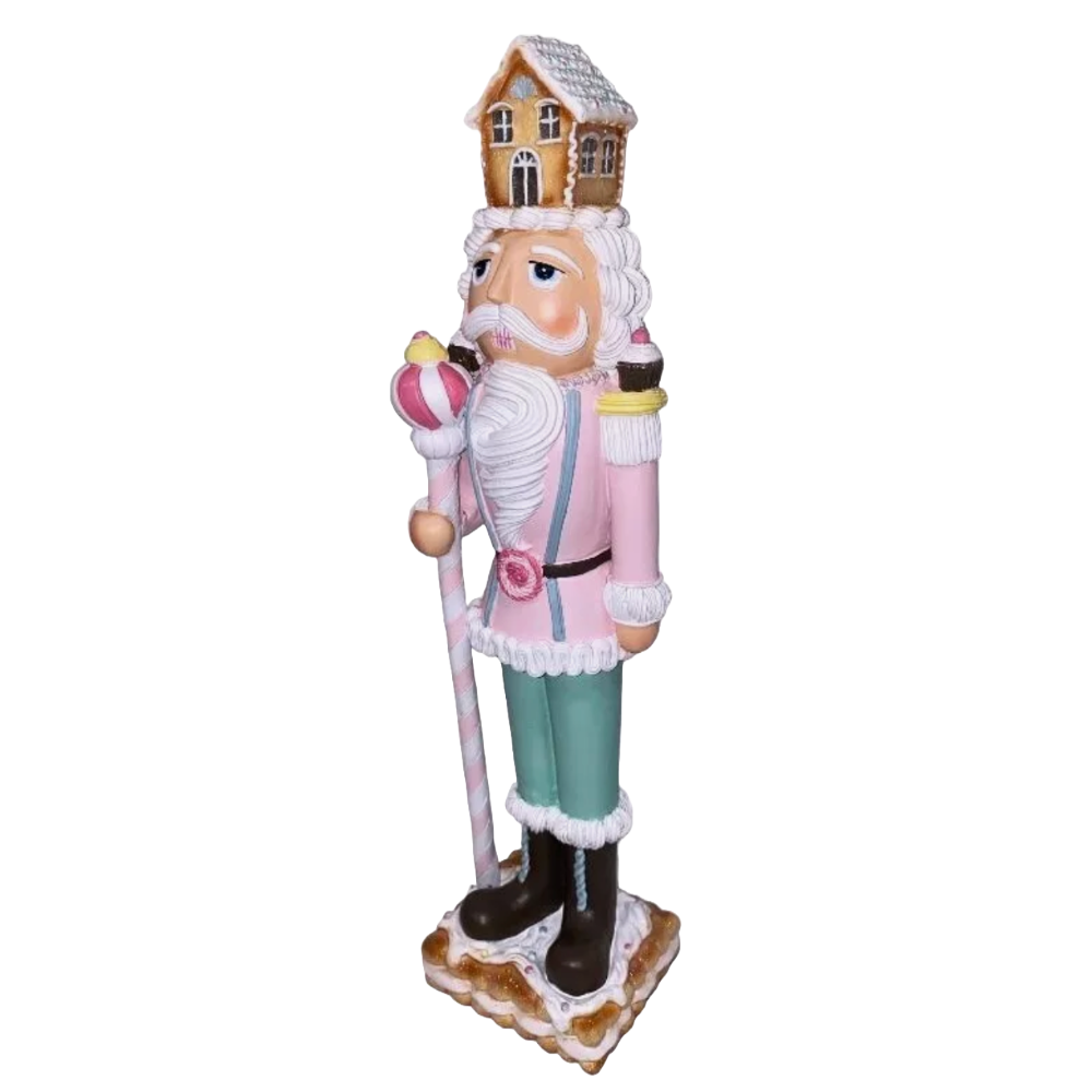 Christmas Pastel Pink Colonel 18" NUTCRACKER Cookie Icing Gingerbread House NEW