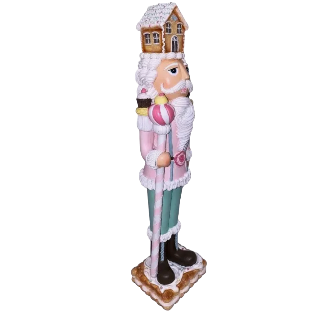 Christmas Pastel Pink Colonel 18" NUTCRACKER Cookie Icing Gingerbread House NEW