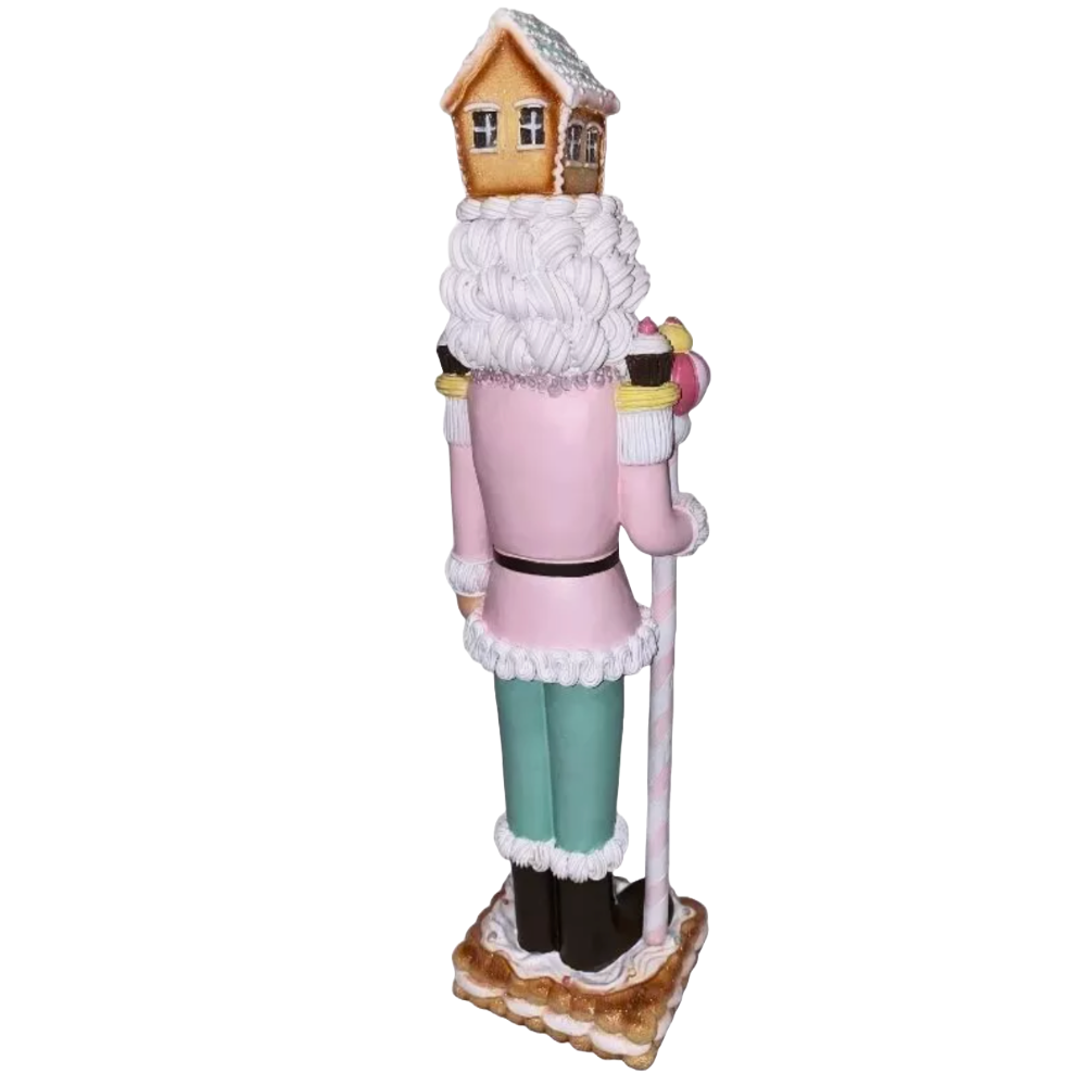 Christmas Pastel Pink Colonel 18" NUTCRACKER Cookie Icing Gingerbread House NEW