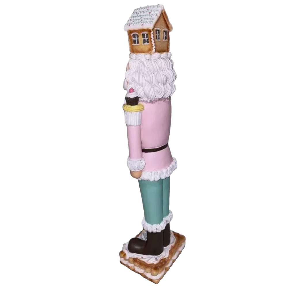 Christmas Pastel Pink Colonel 18" NUTCRACKER Cookie Icing Gingerbread House NEW